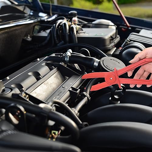 OBTANIM 3 Pack Plastic Hose Pinch Off Pliers Line Clamp Pliers Set Tool for Automotive Flexible Hoses, Gas Lines Radiator Brake Coolant and Fuel Lines (Red)