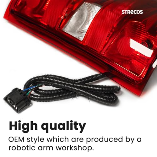 STRECOS Tail Lights Compatible with 2007-2013 Chevy Silverado 1500 2500HD 3500HD GMC Sierra 2500HD 3500HD Taillight Assemblies Rear Brake Lamps Red Border (Right Passenger Side)