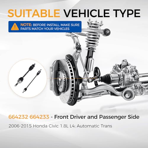PAROD 664232 664233 CV Axle Assembly Fit for 2006-2015 Honda Civic 1.8L L4; Automatic Trans - Front Driver and Passenger Side