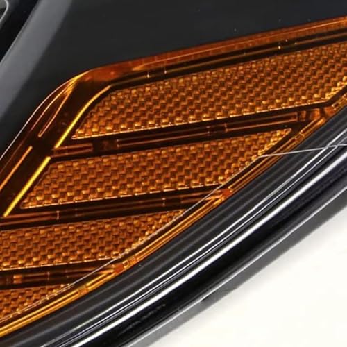 Headlights Assembly Pair with Bulbs for 2012 2013 2014 Ford Focus S SE ST SEL Halogen Head Lamps Replacement Driver and Passenger Side,Black Housing Amber Reflector