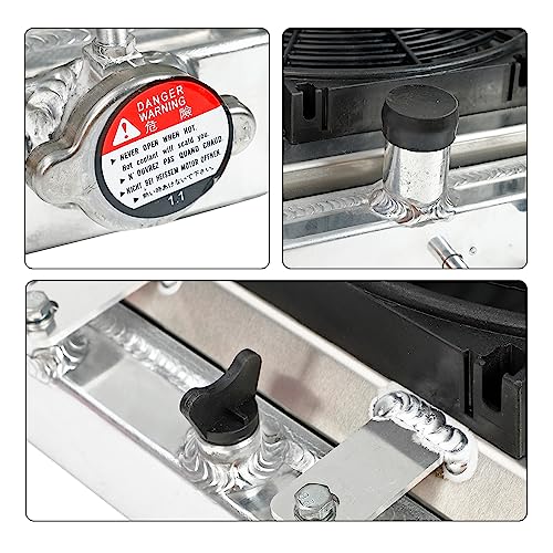 2-Row Full Aluminum Racing Radiator w/ 12V Fan Shroud Replacement for 1992-2000 Honda Civic EH EJ 1993-1997 Del Sol EG MT 1994-2001 Acura Integra DB DC