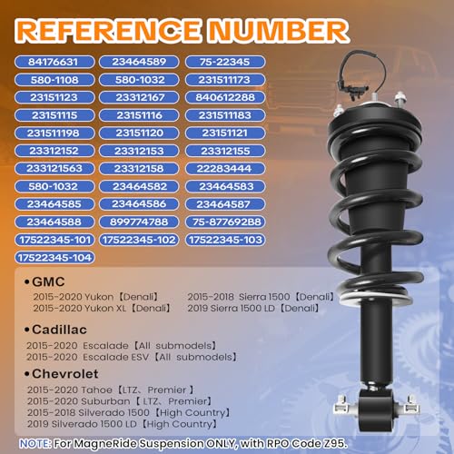 4PCS Front & Rear Shock Absorber Strut Assemblies w/Magnetic 2015-2020 Cadillac Escalade ESV, for Chevy Suburban Tahoe Silverado, for GMC Yukon XL Sierra 1500, Replaces 84176631 84176675