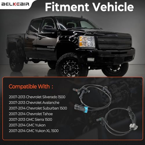 4PCS ABS Wheel Speed Sensor Front & Rear, Left & Right Compatible with 2007-2014 Chevy Silverado 1500/Avalanche/Suburban 1500/Tahoe, GMC Yukon/Yukon XL 1500, Cadillac Escalade Replace 15229012 ALS1464