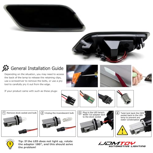 iJDMTOY Smoked Lens White Full LED Strip Front Bumper Side Marker Lights Compatible with 2010-2013 Mercedes W207 E-Class 2-Door Coupe/Convertible, Powered by SMD LED, Replace OEM Amber Sidemarkers