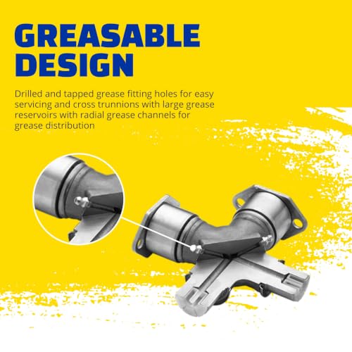 DRiV MOOG Premium Universal Joint - Greaseable U-Joint with Nitrile Rubber Grease Seals - Wear-Resistant Construction - Case-Hardened, Cold-Formed Auto Repair Joint