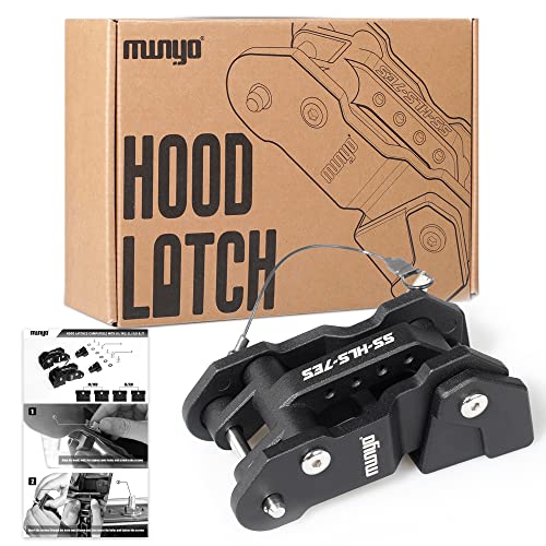 MWNYO Hood Latches Aluminum Hood Catch Replacement for Jeep Wrangler JK/JKU 2007-2017, JL/JLU 2018+ & Jeep Gladiator 2020+ with Painted, Patented Design (Black,1 Pair)