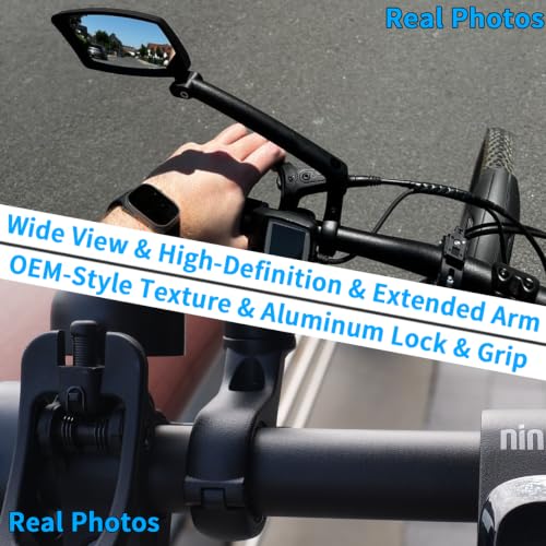 BriskMore Handlebar Bike Mirror - Crystal Clear HD Glass, 360° Adjustable&Foldable Mirror for Safe Riding, Wide Angle Rearview for E-Bikes, Mountain Bikes & Scooters,Bicycle Mirrors,Left Side Mount