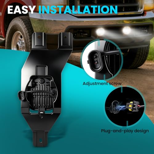 Shocklight LED Fog Lights Compatible with 1999-2004 Ford F250 F350 F450 F550 Super Duty, 2001 2002 2003 2004 Excursion, A Pair Front Bumper Driving Fog Lamps with Clear Lens