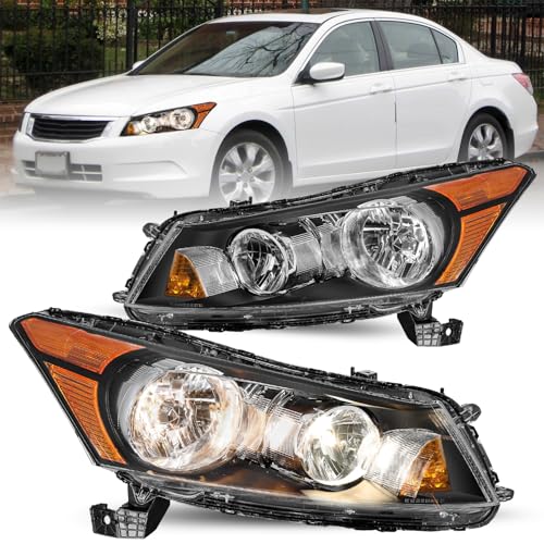 Headlight Assembly Pair for 2008-2012 Honda Accord 4Dr Sedan