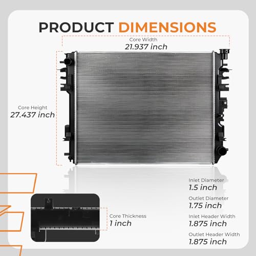 Autoexact Auto Radiator for 2011-2021 Ram 1500/ for 2009-2010 Dodge Ram 1500 2500 3.7L, 4.7L, 5.7L, Engine Radiator Replacement for Car for 2011-2015 Ram 2500 3500 4000 5.7L
