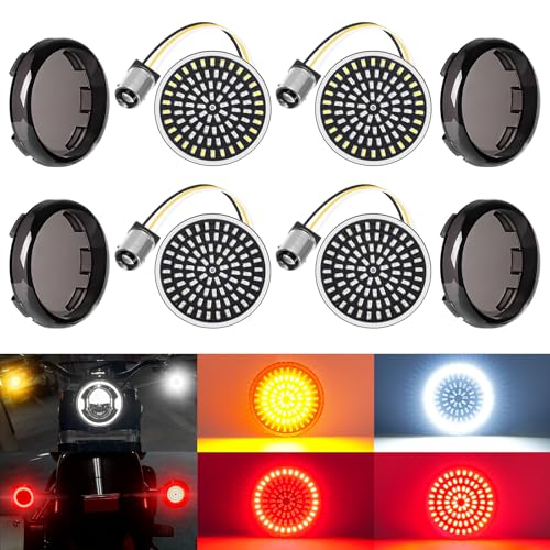 Benlari 1157 LED Turn Signals Front Rear 81 LED Lights Super Bright 1156 Bulbs Lens Kit 1986-2024 Compatible for Harley Davidson Touring Dyna Softail Sportster Street Glide Road Glide Iron 883 1200