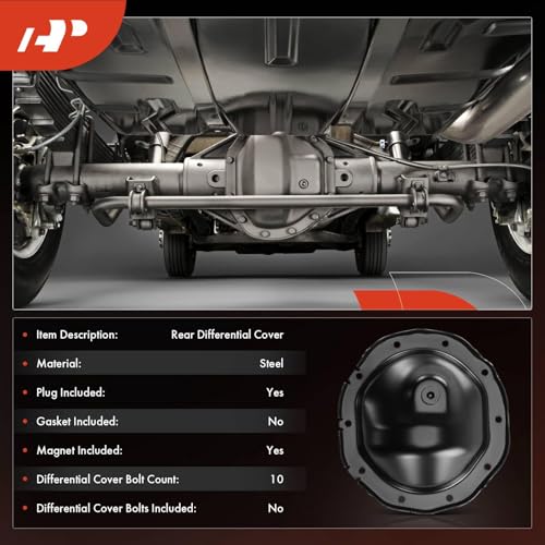 A-Premium Rear Differential Cover W/Drain Plug Fit for Chevy, GMC & Cadillac - Silverado Sierra 1500 2009-2021, Tahoe Express Suburban 1500 Yukon Savana Escalade 2009-2014, 8.50 or 8.60 or 8.625 Inch