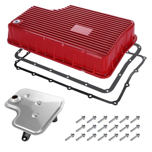 328052010 Heavy Duty Aluminum 6R140 Transmission Deep Pan with Filter and Gasket Compatible with Ford F250 F350 F450 F550 2011-2019 (Red)