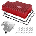 328052010 Heavy Duty Aluminum 6R140 Transmission Deep Pan with Filter and Gasket Compatible with Ford F250 F350 F450 F550 2011-2019 (Red)