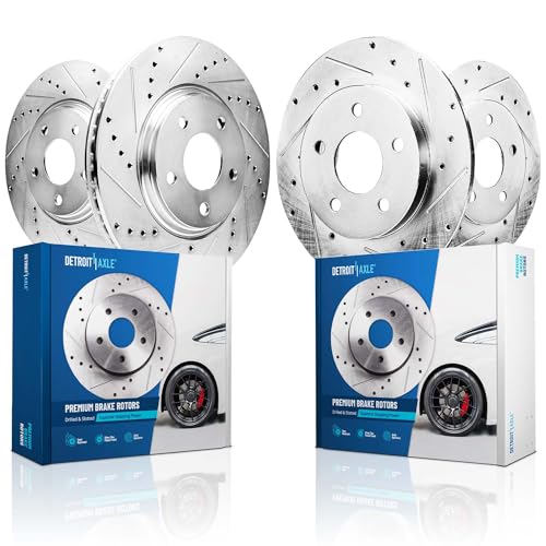 Detroit Axle - 4pc Brake Rotors for 2016-2022 Honda Civic 2019-2022 Insight, Drilled and Slotted Disc Brake Rotors 2017 2018 2020 2021 Replacement : 11.10" inch Front and 10.24" inch Rear Rotor