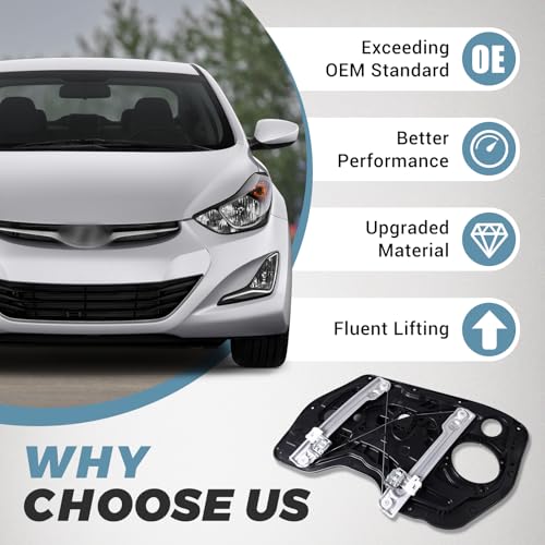 Aumzong Window Regulator Driver Side Without Motor for Front Left Side Compatible with Hyundai Elantra 2011-2016 Sedan Only - Replace 824713Y010 Power Window Regulator