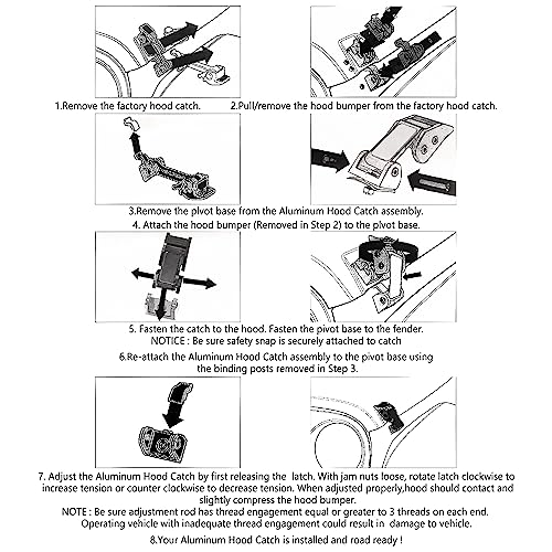 2PCS Aluminum Hood Latch Lock Compatible with Jeep Wrangler JK JKU 2007-2018,Cool American Flag Hood Pin Kits Car Decorations for Reducing Hood Shaking