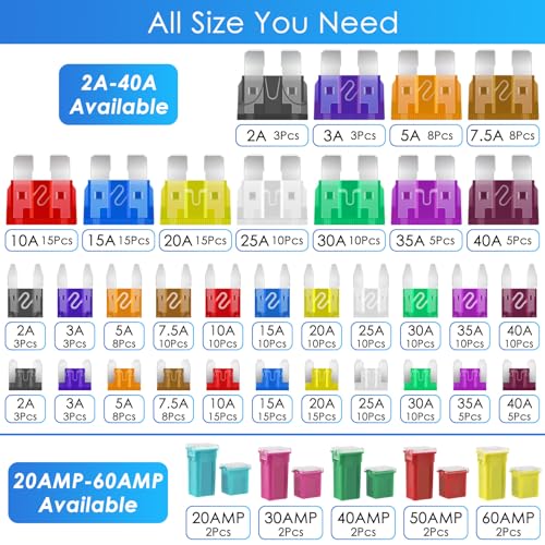 304Pcs Car Fuses Assortment Kit Include Standard & Small & Low Profile Fuses Size, Automotive Low and Tall/STD Profile Box Shaped Assorted Fuse with Puller for Trucks, Cars and SUV, Boat