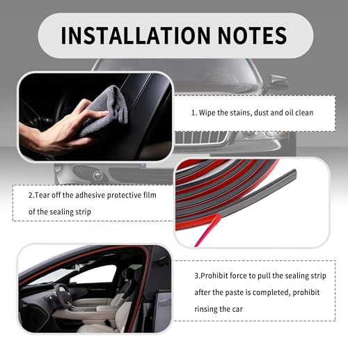 16.4Ft Automotive Weather Stripping,Upgrade Soundproofing Car Door Seal Strip with 3 Layer Structure,Universal Car Accessories Rubber Driver Door Seal for Car Door/Hood (16.4Ft)