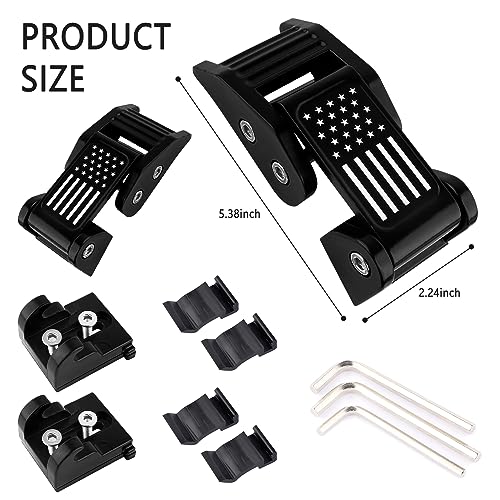 2PCS Aluminum Hood Latch Lock Compatible with Jeep Wrangler JK JKU 2007-2018,Cool American Flag Hood Pin Kits Car Decorations for Reducing Hood Shaking