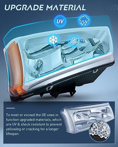 Nilight Headlight Assembly for 2003 2004 2005 2006 Chevy Silverado Avalanche 1500 1500HD 2500 2500HD 3500 Chevrolet Pickup Replacement Headlamp Housing Bumper Lamp Set