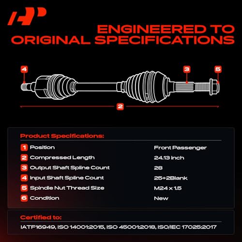 A-Premium Front Right Passenger Side CV Axle Shaft Assembly Compatible with Honda Civic 2016-2021 1.5L Turbo, Automatic CVT Transmission Only, EX EX-L EX-T LX Sport Touring, Not For 2.0L Engine