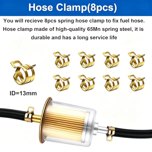 smseace 4Pcs 5/16 Inch fuel filter inline with 8Pcs Hose Clamps in line fuel filter 5/16 Inch for Motorcycles, Car, Trucks 5/16 Inch Inline Fuel Filter