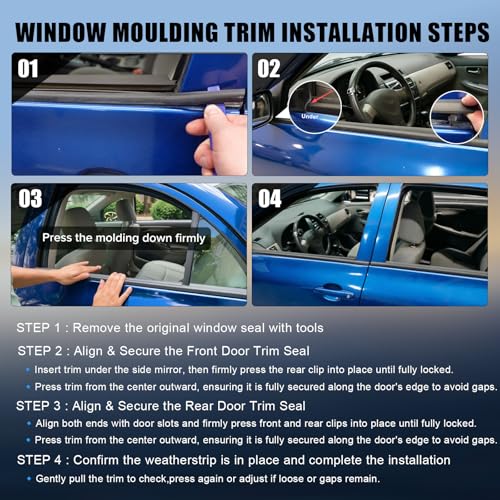 ItranMc Window Molding Trim Seal for 2008-2010 Toyota Highlander,Black Outer Door Weather Stripping Window Seal Belt,Replace#75720-0E030 75710-0E030 75740-0E030 75730-0E030