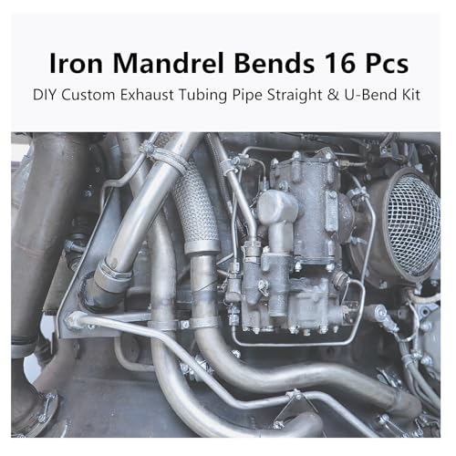 A-KARCK Mild Steel Mandrel Bends 16 Pcs, 2.25 Inches DIY Custom Exhaust Tubing Pipe Straight & U-Bend Kit, Universal Fit