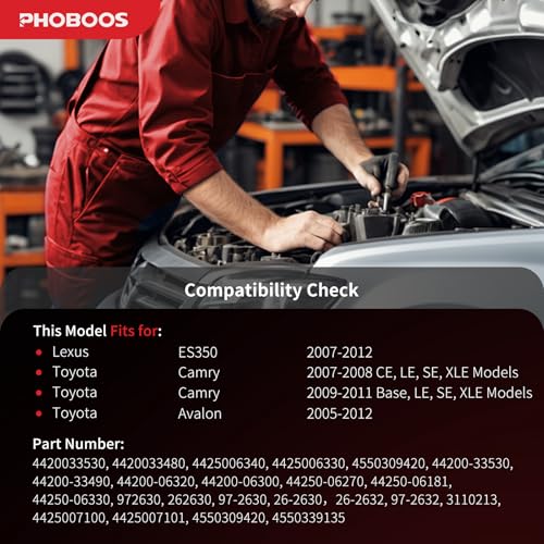 PHOBOOS Hydraulic Power Steering Rack and Pinion Assembly Compatible with Toyota Camry 2007-2011, Avalon 2005-2012 & Lexus ES350 2007-2012, New Unit, Leak Resistance, Direct Fit, Ref.97-2630, 26-2630