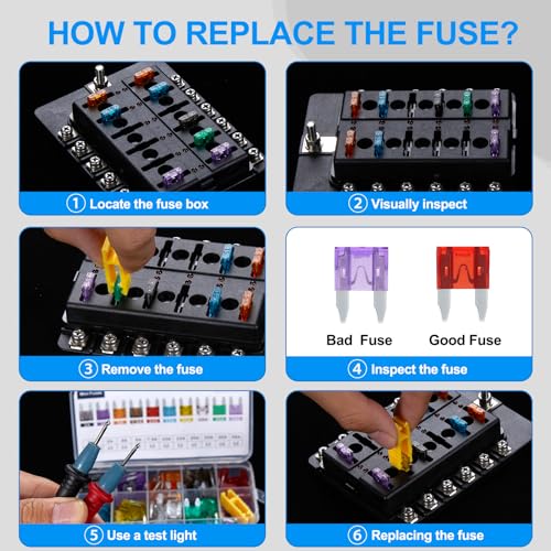 LLEZZA 120 Pieces Mini Fuse Kit, Car Fuses Assortment Kit -Mini Size(2A/3A/5A/7.5A/10A/15A/20A/25A/30A/35A), Fuses Automotive kit for Cars, Trucks, Motorcycle, Camper, SUV