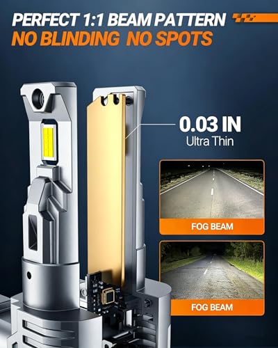SEALIGHT H13 Bulb compatible 9008, 40000LM 6500K White Light, 1:1 Design with 13000RPM Cooling Fan, IP67 Waterproof 60000+ Hours Lifspan Plug and Play, 2 Pack
