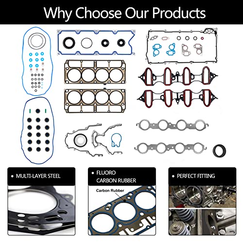 Head Gasket Set 4.8 5.3 L V8, Fit for 2002-2011 Chevy Silverado Tahoe