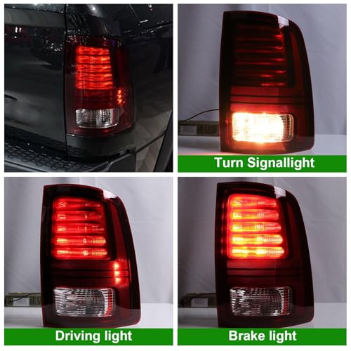 Lochnchn LED Tail Light Compatible with 2013-2018 Ram 1500 2014-2018 Ram 2500/3500 Rear Taillight with Blub Brake Lamp Assembly Red Lens Right Passenger Side Replace 68093080AB