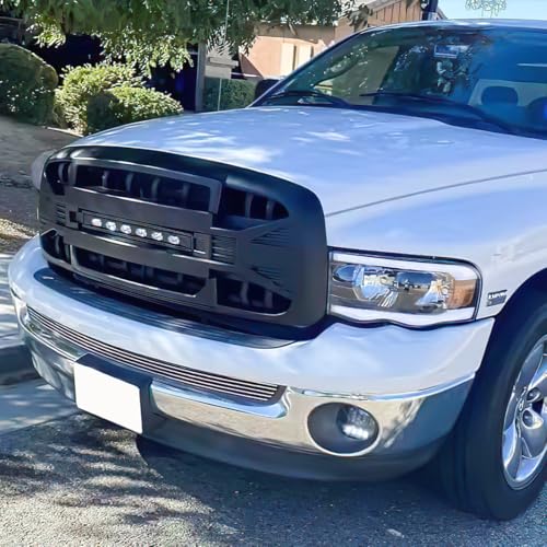 Allinoneparts Front Grille Compatible with 2002-2005 Dodge Ram 1500, 2003-2005 Ram 2500/3500, w/Off-Road Lights, Matte Black