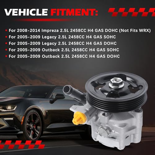 Autodevil 21-5196 Power Steering Pump Fit for 2008-2014 Impreza 2.5L, 2005-2009 Legacy 2.5L, 2005-2009 Outback 2.5L, Power Assist Pump Replace for 21-5196, 96-5196, 990-0766