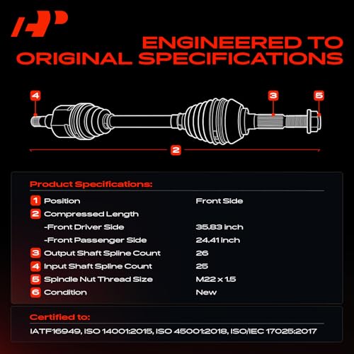 A-Premium Pair (2) Front CV Axle Shaft Assembly Compatible with Honda Civic 1992-2000, Civic del Sol 1993-1997 & Acura EL 1997-2000, Driver and Passenger Side