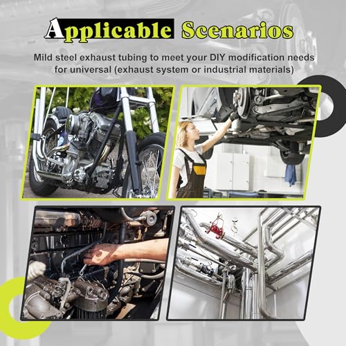 Jaxilyn Exhaust Pipe Kit 2.5 Inches Mild Steel DIY Custom Exhaust Kit Tubing Mandrel Bend Pipe Straight & U-Bend 16 Gauge Universal 8PCS