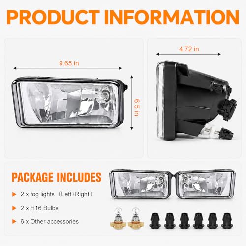 G-PLUS Front Bumper Fog Lights Fit Chevy Silverado/Tahoe/Suburban 2007-2015