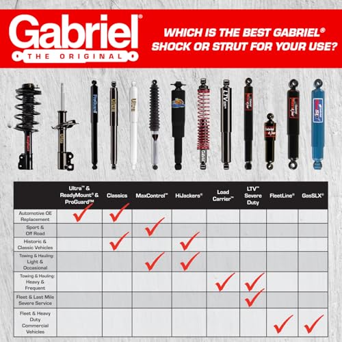 Gabriel 14005 Front Steering Dampers Reduce Vibration & Improves Handling for 71-75 Volkswagen Super Beetle OEM# 22003, 14005 (1 Pack)