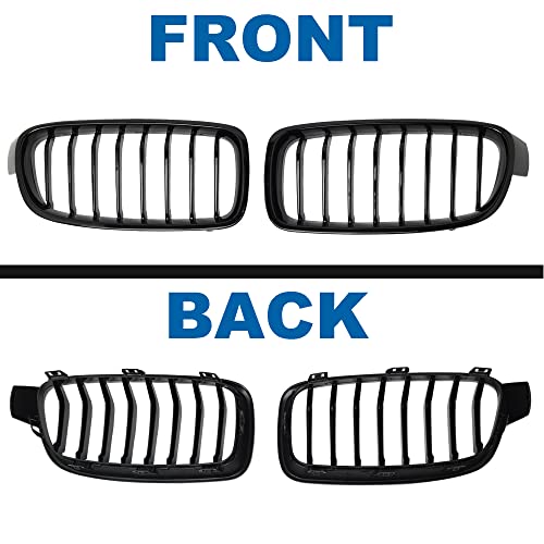 BILLDIO F30 Grille - Black Kidney Single slats Grill Compatible With BMW 3 Series F30 F31 2012-2018 320i 328i 328d 330e 330i 335i 340i 328i,ABS Gloss Black Kidney Grill