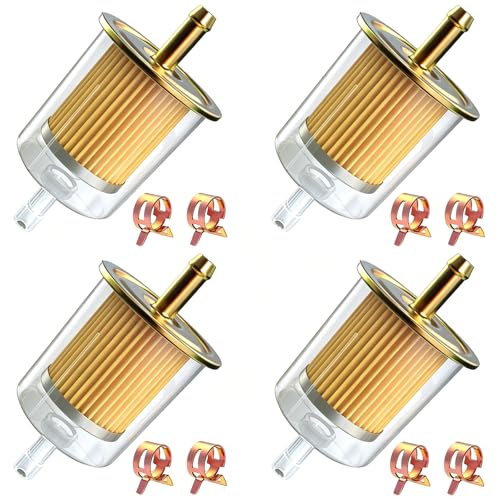 smseace 4Pcs 5/16 Inch fuel filter inline with 8Pcs Hose Clamps in line fuel filter 5/16 Inch for Motorcycles, Car, Trucks 5/16 Inch Inline Fuel Filter