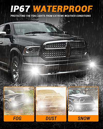 4X4FLSTC LED Fog Lights Compatible with 2013-2018 Dodge Ram 1500, 2019-2024 Classic Models 4th Gen Ram OEM Replacement Fog Lamps Kit DOT Approved Bumper Driving Lights - Black