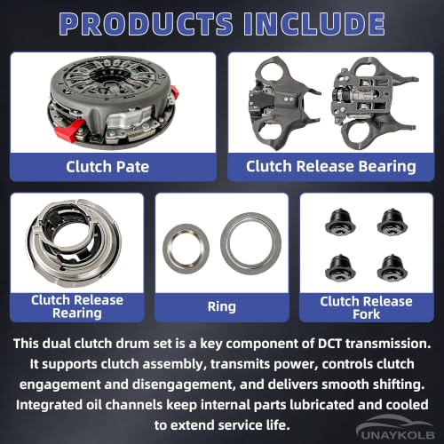 UnayKolb 6DCT250 DPS6 Auto Transmission Dual Clutch Drum Set Dual Clutch Kit Compatible with Ford Focus 2011-2019/Fiesta 2011-2018/B-MAX/EcoSport 2013-2017/Figo 2016-2018 602000800