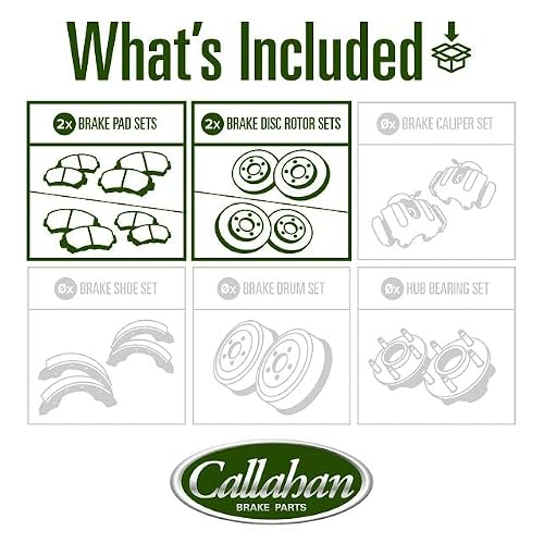 Callahan Brake Parts Front and Rear Brake Kit For Chevrolet Impala 2006-10 | Chevrolet Monte Carlo 2006-07 - Disc Rotors with Ceramic Brake Pads + Hardware, EBYK018831