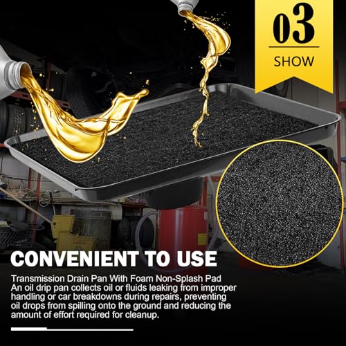 17892 Transmission Drain Pan for Lisle Oil Drains - 2 Pcs 22'' Oil Drain Splash Pad,Large Fluid Catch Pan Square Oil Drain Pan Fits Many Different Funnels Keep Floor Clean