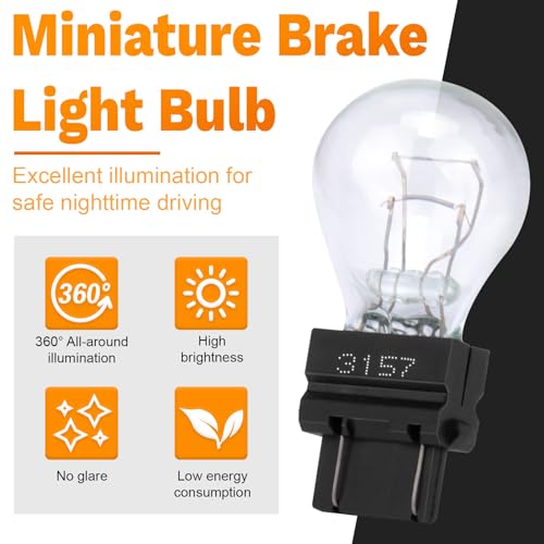 ecocstm 10 PCS 3157 Tail Light Bulb, Miniature 4157 Brake Light Bulb, Waterproof 3157 4157 Turn Signal Bulb, Automotive Side Marker Tail Light Replacement for Truck SUV Car (White)