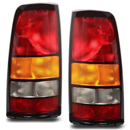 Nakuuly Tail Lights Compatible With 1999-2002 Chevy Silverado 1999-2006 GMC Sierra 1500 2500 3500 1500 HD 2500HD Driver and Passenger Side Taillights Rear Lamp without Bulb (Black Border)