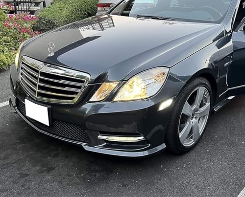 iJDMTOY Smoked Lens White Full LED Strip Front Bumper Side Marker Lights Compatible with 2010-2013 Mercedes W207 E-Class 2-Door Coupe/Convertible, Powered by SMD LED, Replace OEM Amber Sidemarkers
