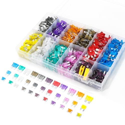 1332 Pcs Car Fuse Assortment Kit, 680PCS Mini Blade Fuses + 520 Standard Automotive Fuses + 132 Micro + Puller, RV/Camper/Truck/Motorcycle/Yacht Essentials (2A 3A 5A 7.5A 10A 15A 20A 25A 30A 35A 40A)